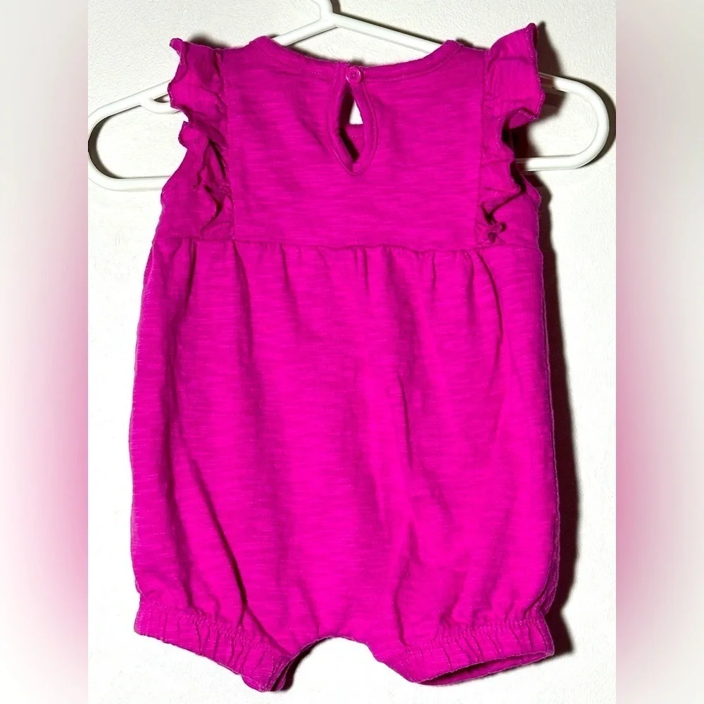Carter's Pink Baby Romper with Eyelet Detail on top size 3 months